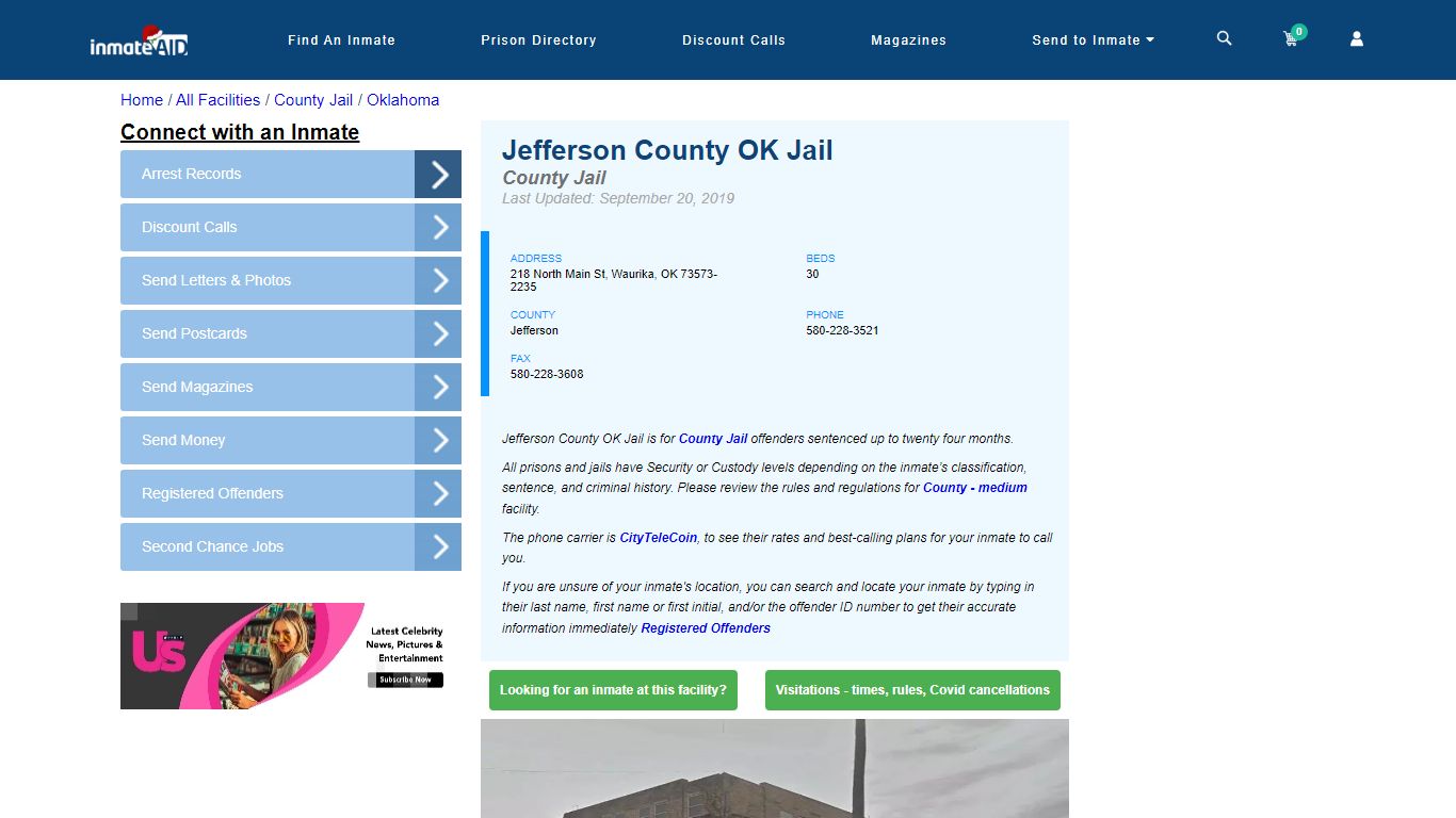 Jefferson County OK Jail - Inmate Locator - Waurika, OK