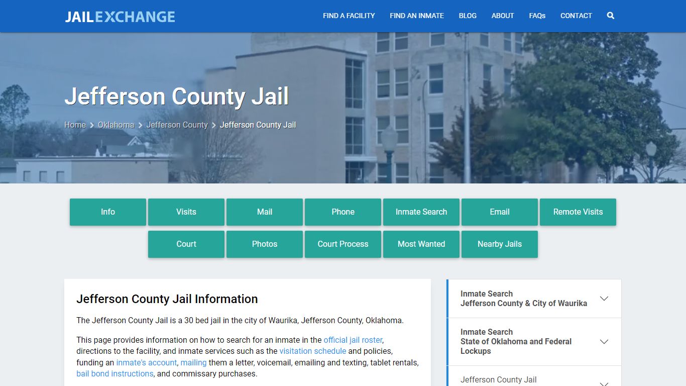 Jefferson County Jail, OK Inmate Search, Information